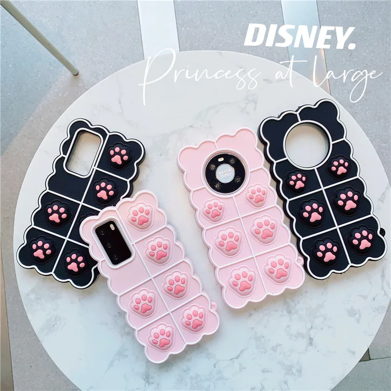 

Cute 3D cat paw case For Huawei P40 P30 Mate40 Mate30 Nova8 7 6 SE 5 pro 4 3i 3 5i Soft silicone kid security bubble Phone cover