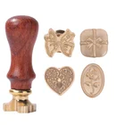 Печать в форме сердца с бантом, печать с ручкой в стиле ретро, лаковая печать, металлическая головка, декоративная печать для воска, для конверта, скрапбукинга