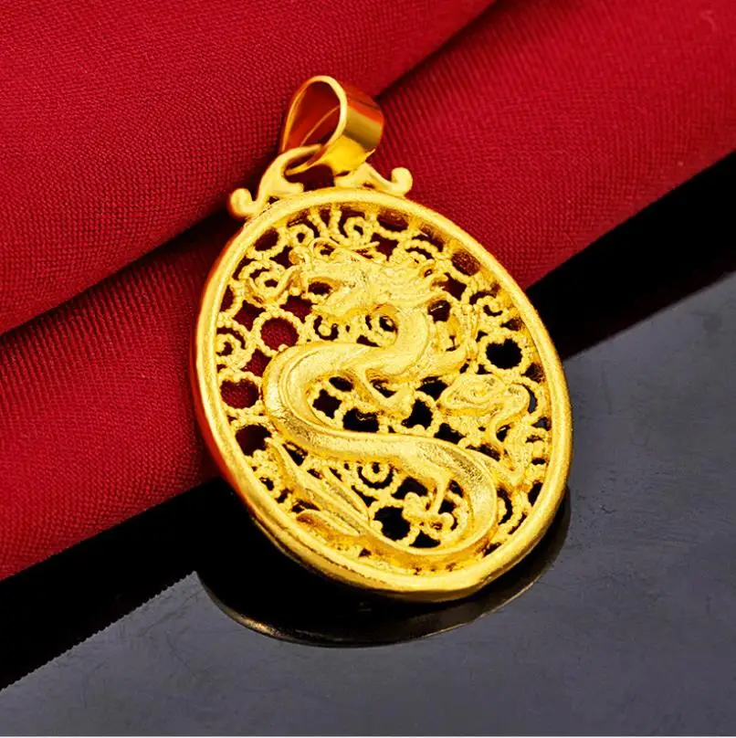 Акция H овальное ожерелье с подвеской в виде дракона покрытое 24-каратным желтым