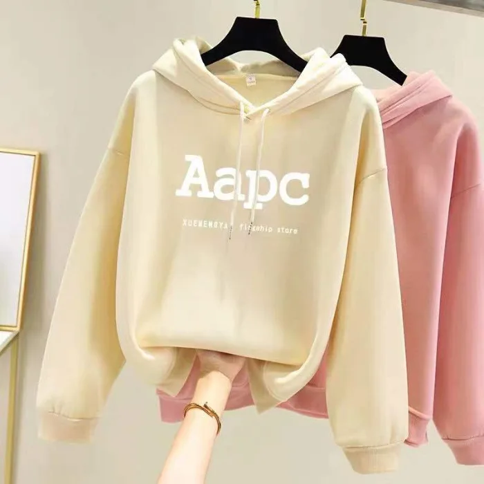 

Autumn and Winter New Hoodies Women's Korean-Style Long Sleeve Velvet Padded Thickened Top Sweatershirts dropshipping