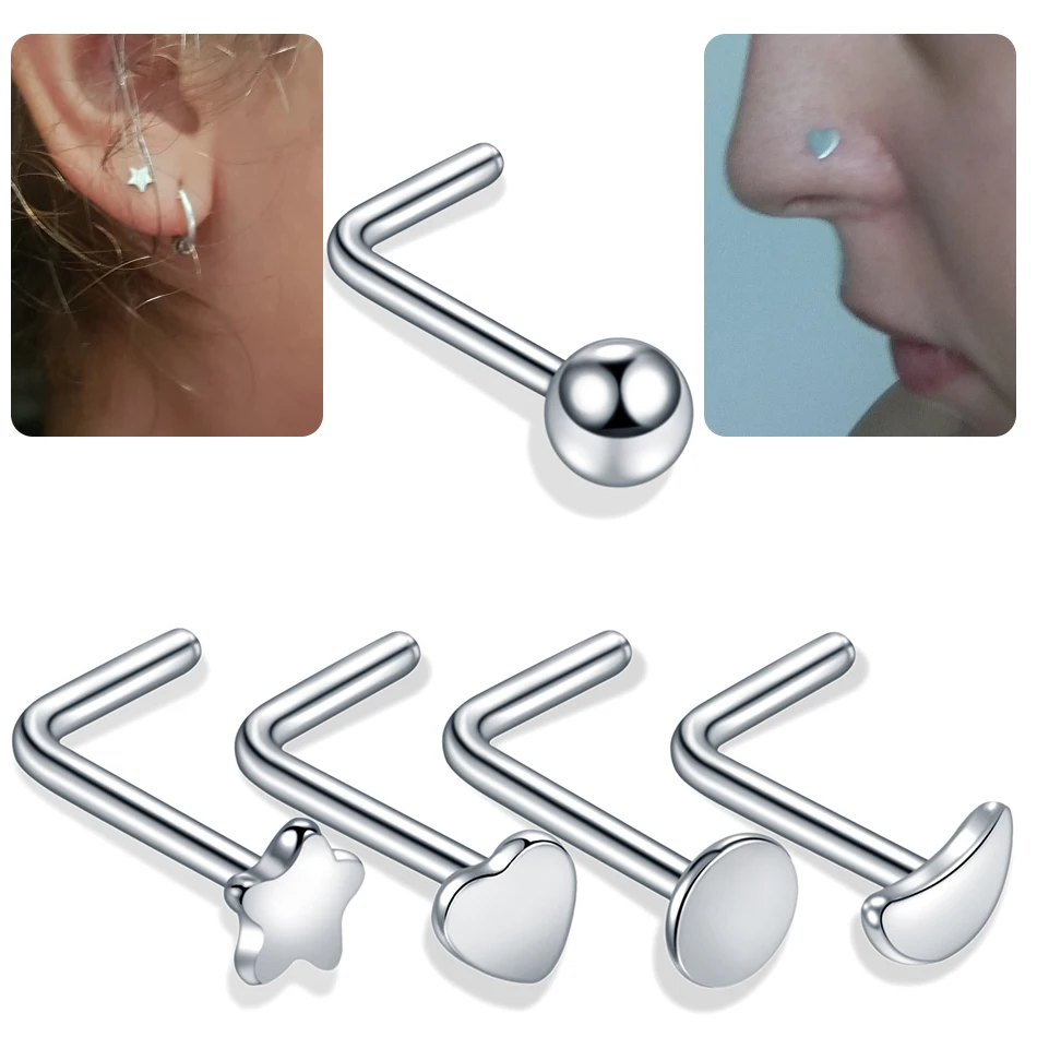 5 шт./лот 20 г стальные кольца для носа пирсинг L образные носовые серьги пирсинга