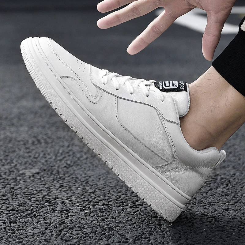 

New Genuine Leather Men's Sneakers Brand Lace Up Mens Casual Shoes Outdoor Luxury Shoes Male Handmade Leisure Walk Flats For Man