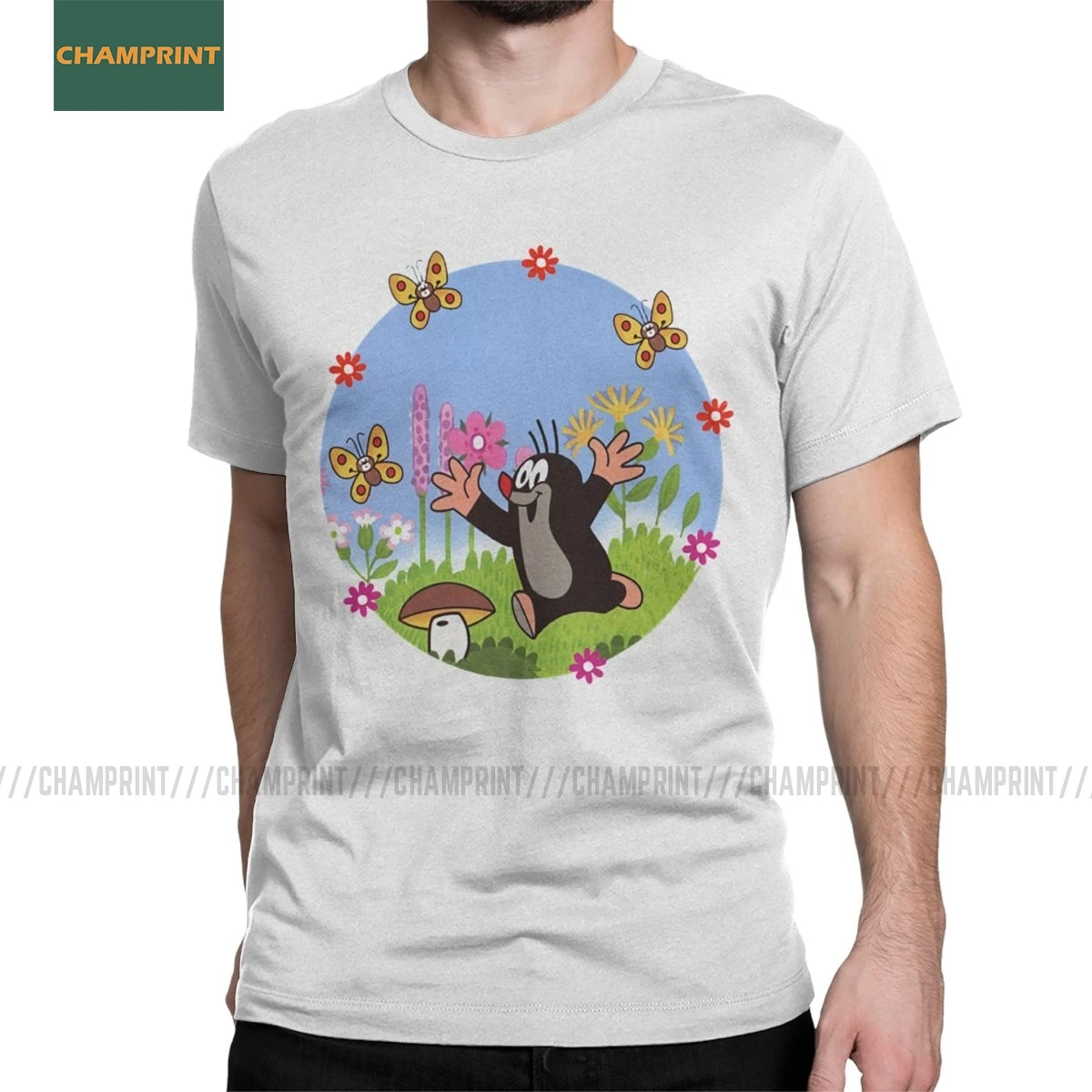Винтажная Футболка The Little Mole Krtek мужские хлопковые футболки Maulwurf Мультяшные с