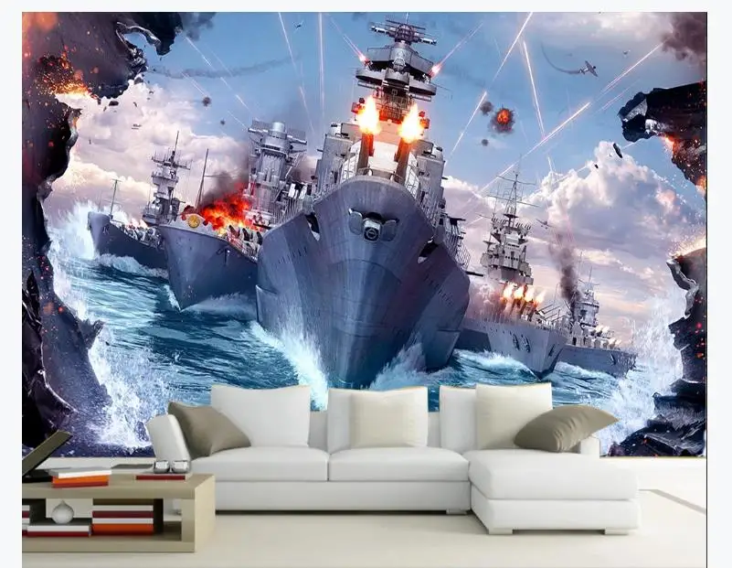 

Custom Wallpaper Murals 3D pacific war Printing Wall Murals Stereo Living Room Bedroom Wallpaper For Wall 3D