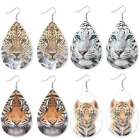 2021 original tiger cheetah head leather earrings ins hot sale fun and cute earrings fashion jewelry for women girl gift