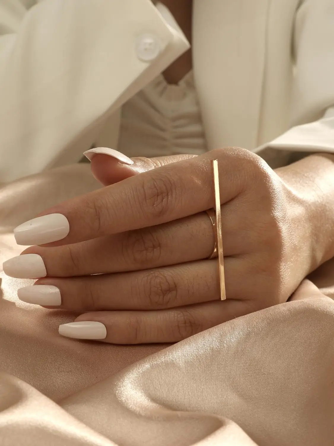 

MANGOSKY 18KGP Fashion Long Square Bar Ring For Women