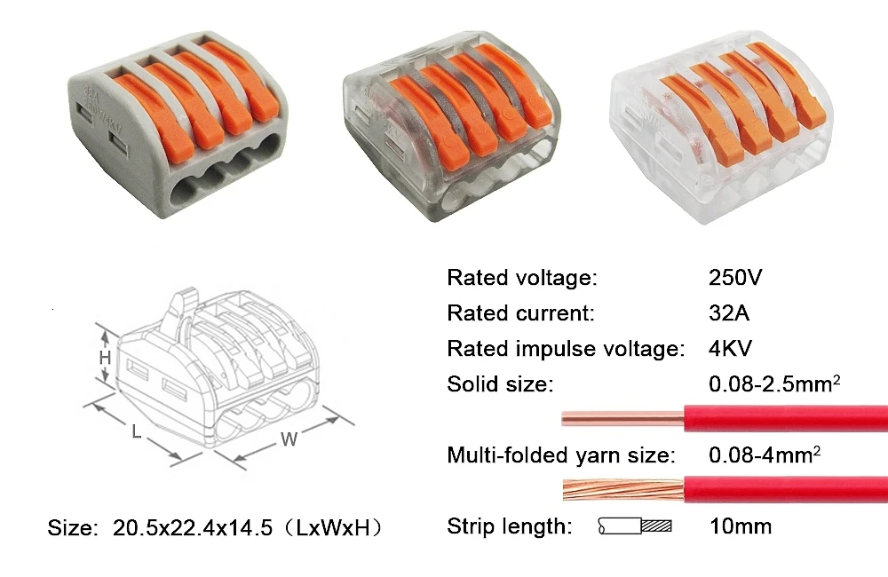 5-20 шт/лот) PCT-222 Мини Быстрый провод разъемы Универсальный компактный разъем проводки push-in клеммный блок spl-2/3