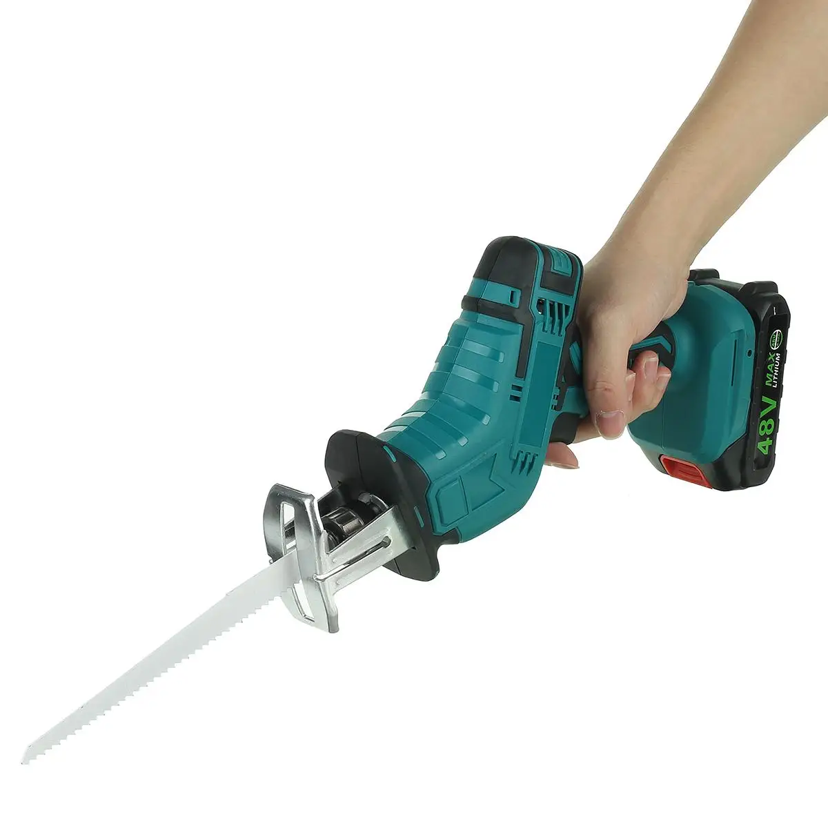 

48V Cordless Reciprocating Saw With Battery & Saw Blade Electric Saw Saber Saw for Metal Wood Cutting