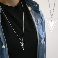vnox cool triangle necklaces for men casual geometric square cubic pendant necklace minimalist simple basic punk boy collar