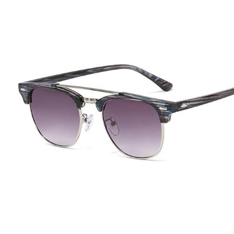 Женские солнцезащитные очки в полуоправе с заклепками брендовые дизайнерские