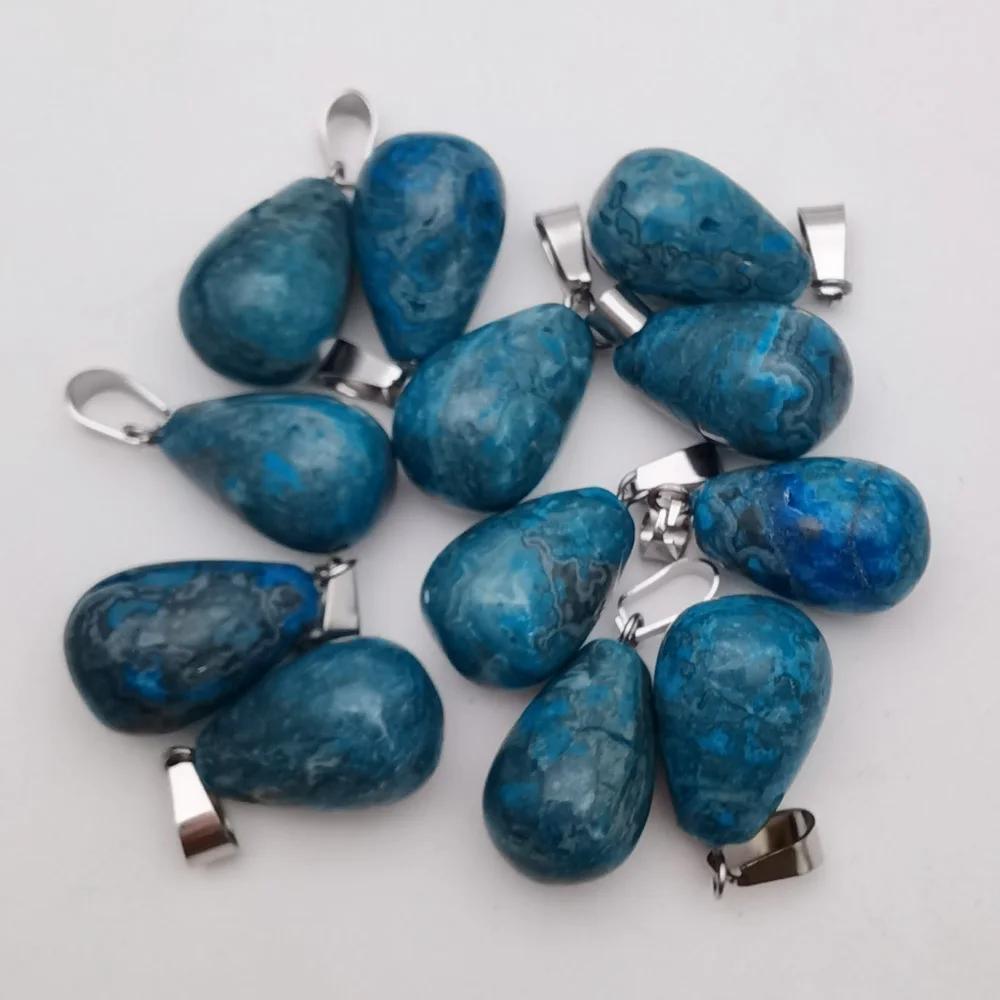 

Wholesale Fashion Blue agates Stone Pendants Charms Water Drop Carnelian Pendant 24pcs 50pcs For Necklaces Jewelry Making