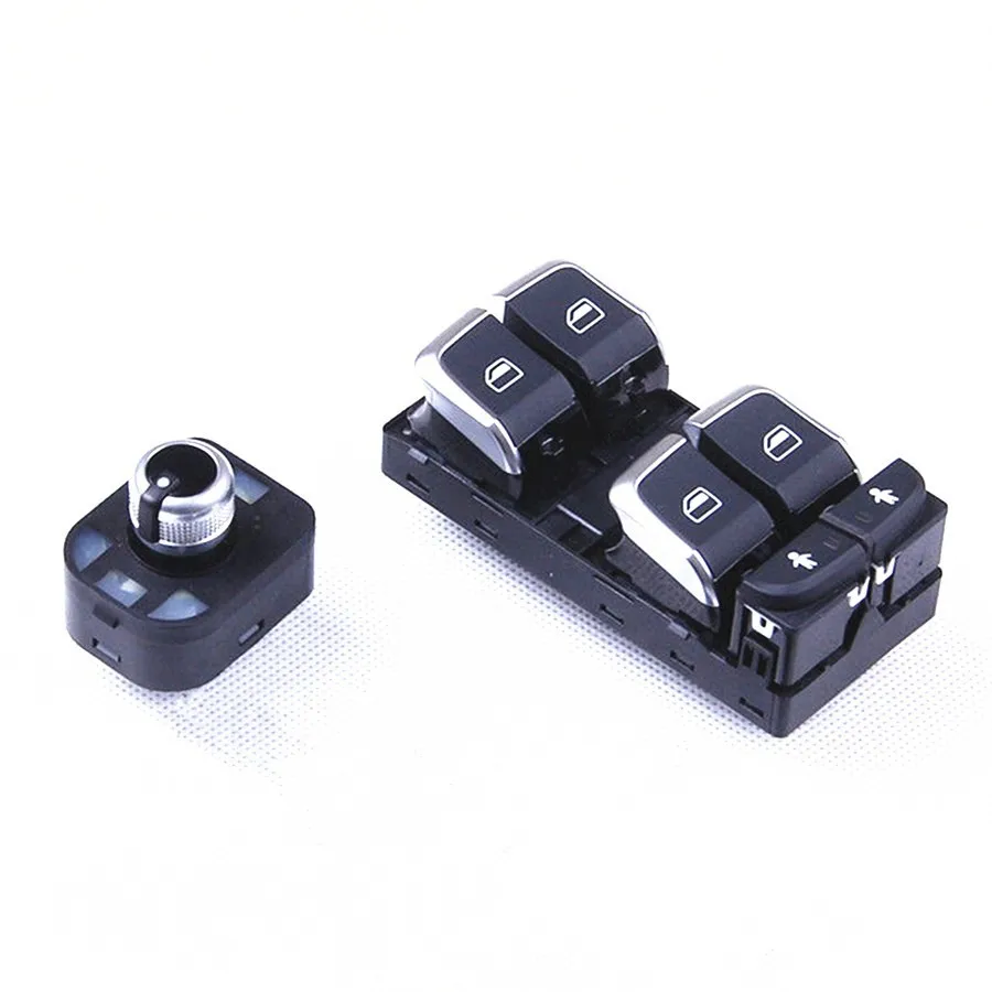 

COSTLYSEED 4GD 959 851B 4GD959565 Chrome Master Window Glass Lift Control Switch Side Mirror Adjustment Knob For A6 S6 A7 RS6