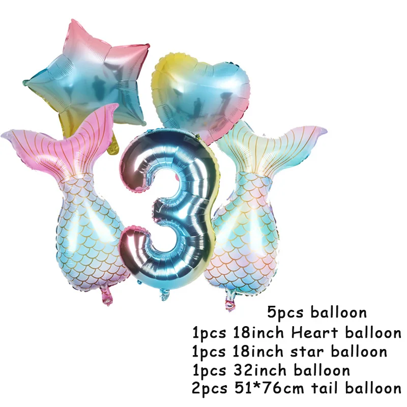 

Mermaid Tail Balloons Gradient Number foil Balloon Wedding Decoration Little Mermaid Birthday decor baby shower Helium Globos