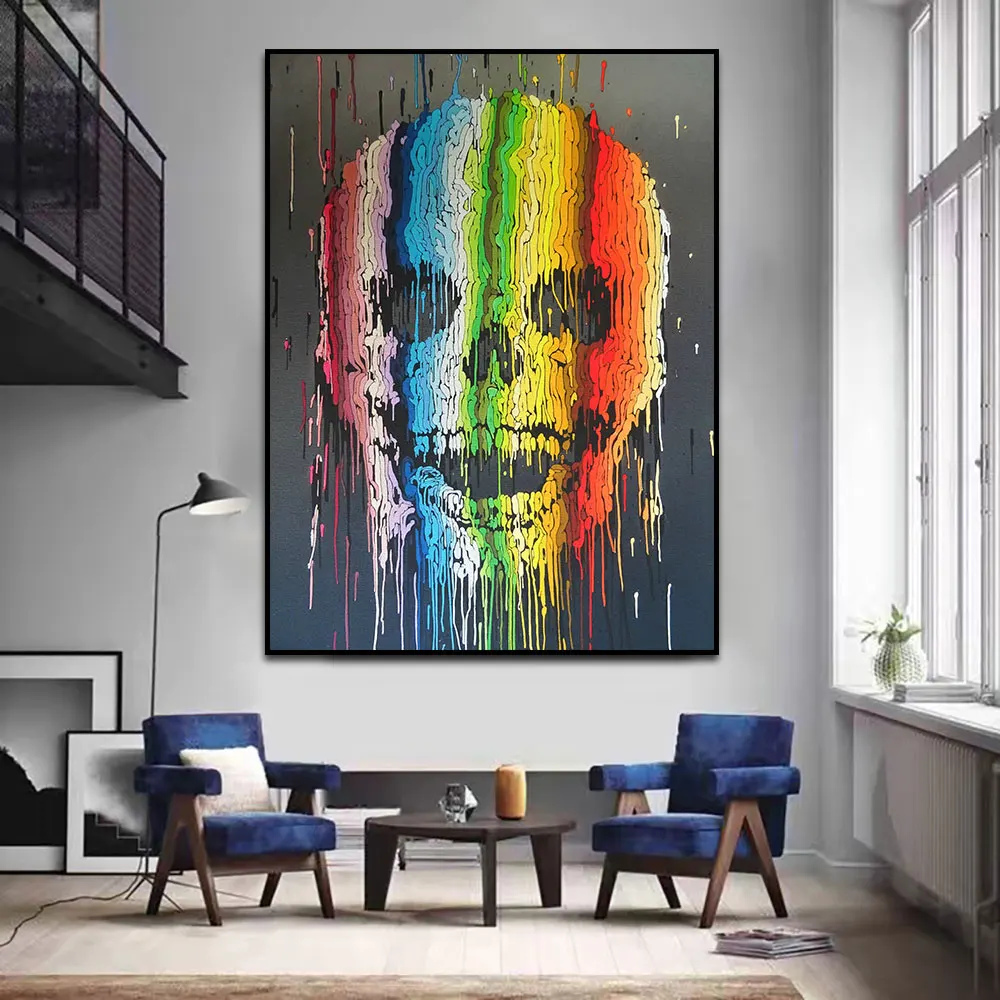 

Pop Art Graffiti Colorful Skull Posters Prints On Canvas Painting Abstract Wall Art Picture For Living Room Home Gallery Decor