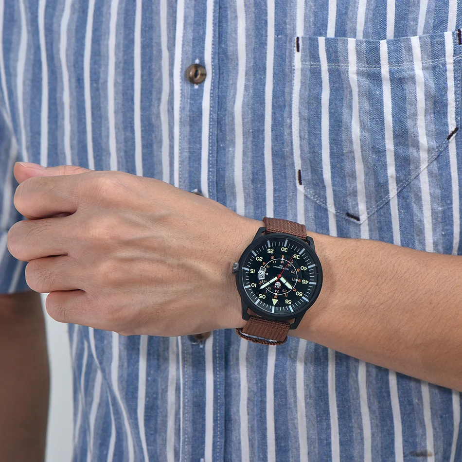 

Men's watch stylish nylon with calendar luminescent quartz watch