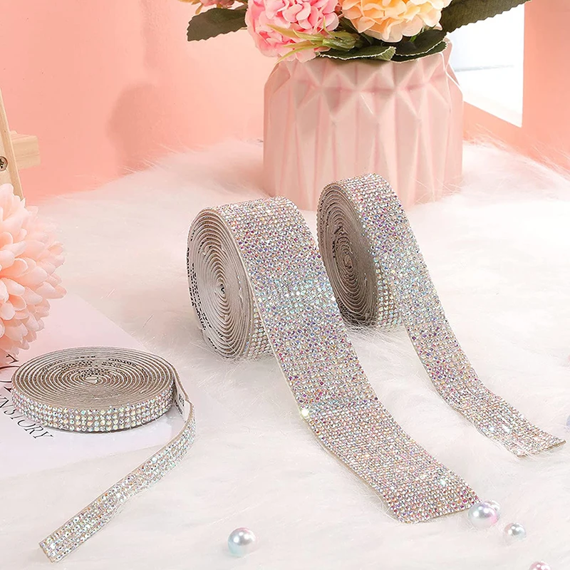 

Self Adhesive Crystal Rhinestone Sticker DIY Diamond Ribbon Stickers for Arts Crafts Phone Case Car Camera Decorate