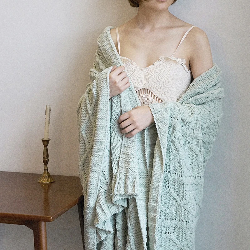 Chenille вязаное одеяло для дивана и спальни осенне-зимнее теплое мягкое удобное