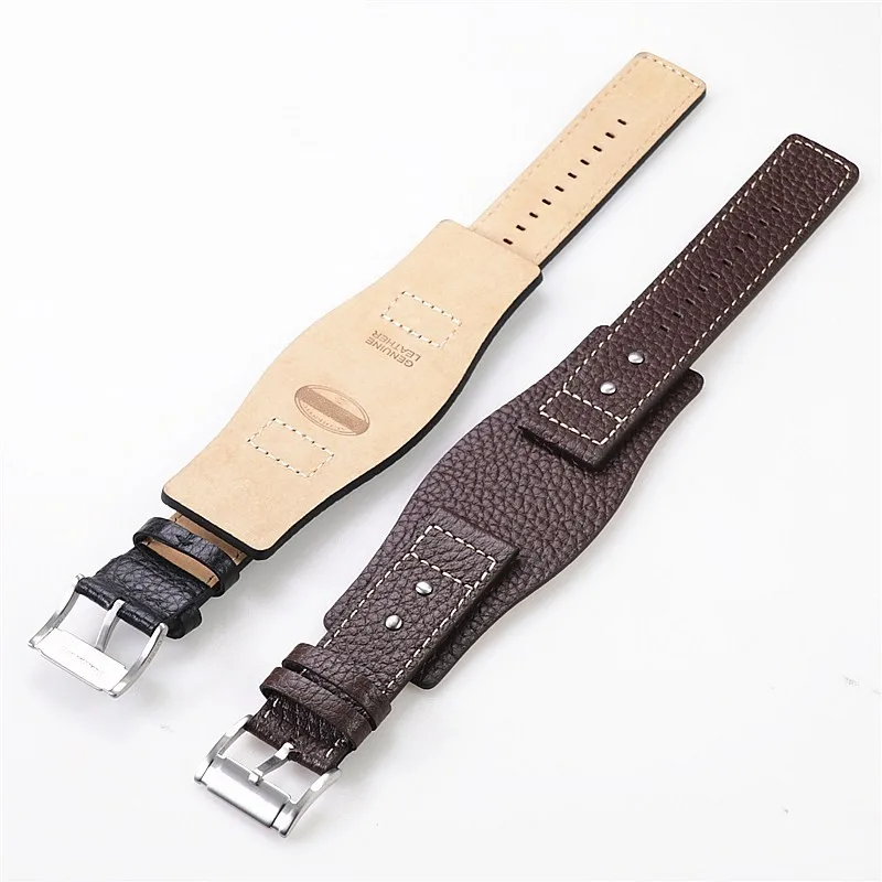 Genuine Men's Leather For Fossil Watch Strap Jr1401 Bq2054 Fs5414 24mm Black Brown Wristband Tray Watchband Bracelet Belt Band
