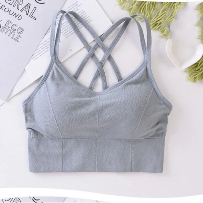 

2021 1pc New Fashion Solid Color Summer Soft Beauty Back Camisole Tube Tops Bralette Seamless Cross Beauty Back For Women