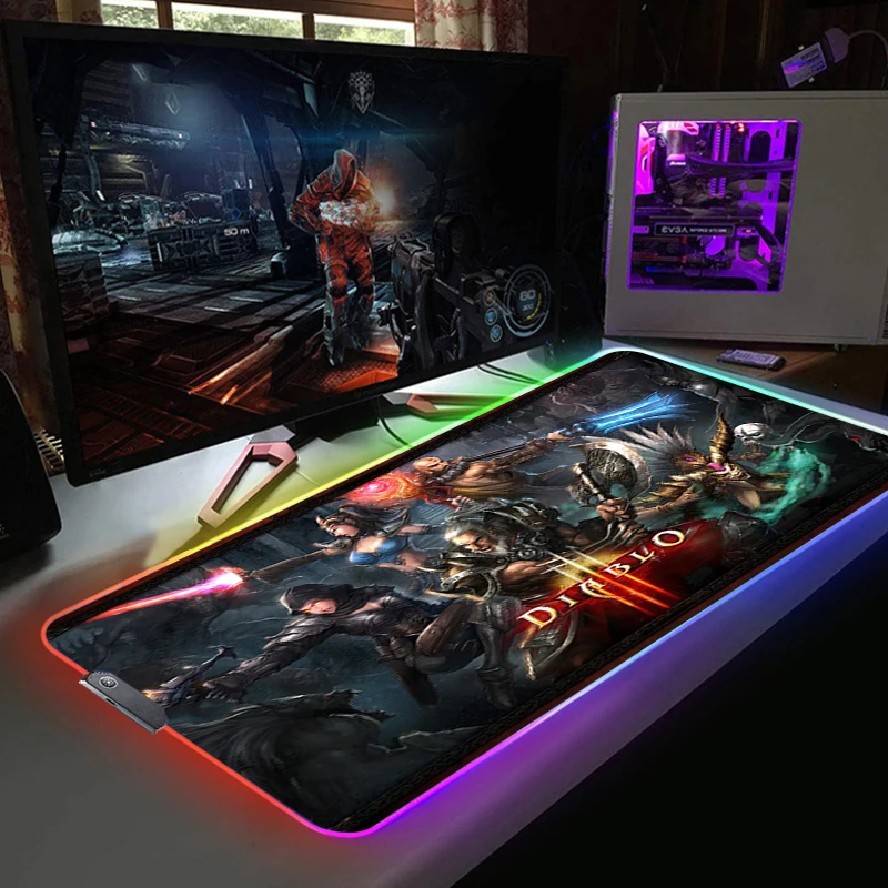 

Gaming Mouse Pad Computer Mat Diablo Mausepad RGB Mousepad Anime Mousemat Xxl Gaming Accessories PC Gamer Cabinet Backlit Mat