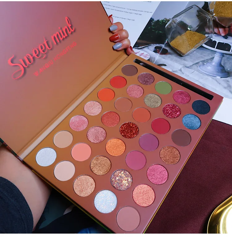 Металлическая палитра теней для век 35 цветов блестящая Мерцающая Бриллиантовая