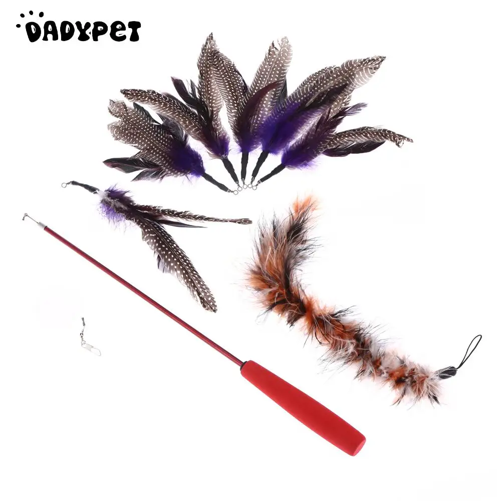 

Роскошный раздвижной аксессуар для домашних животных, котенок, женский аксессуар + 7 разноцветных длинных перьев, набор аксессуаров