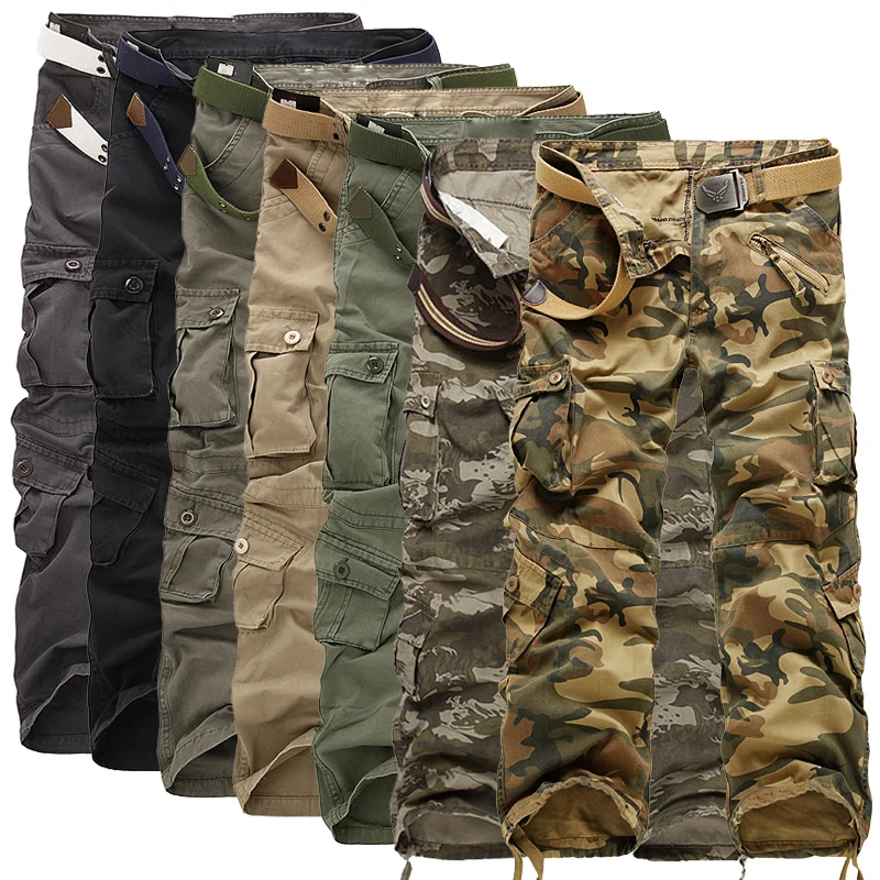 

New Safari Style Tactical Pants Male Camo Jogger Casual Cotton Trousers Multi Pocket Military Camouflage Men's Cargo Pants