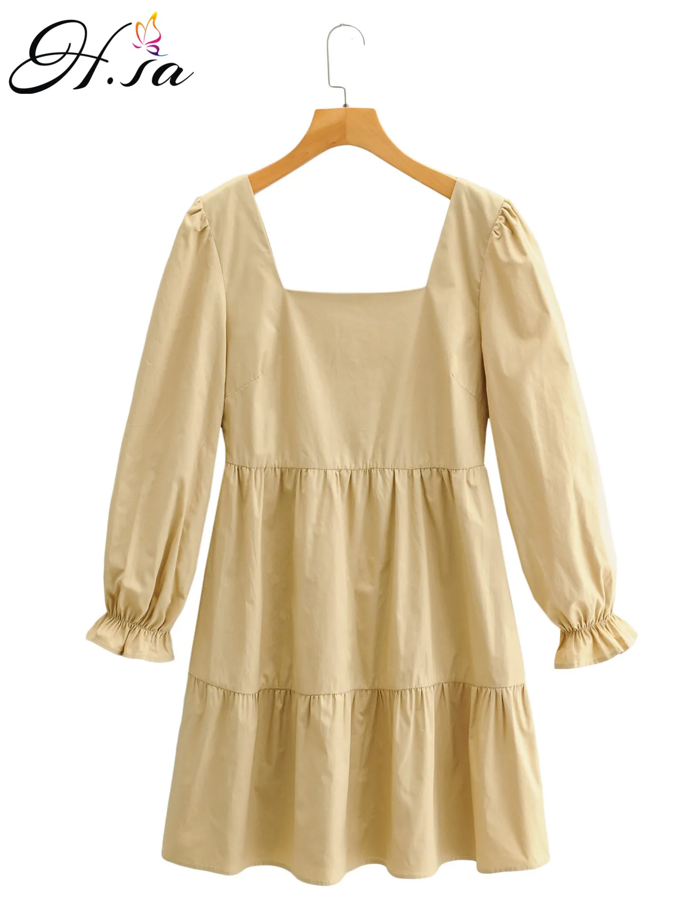 

Hsa женские желтыми оборками платья принцессы с длинными рукавами, расширяющиеся Vestidos Harajuku квадратный воротник праздничное платье Rove Femme Hiver;...