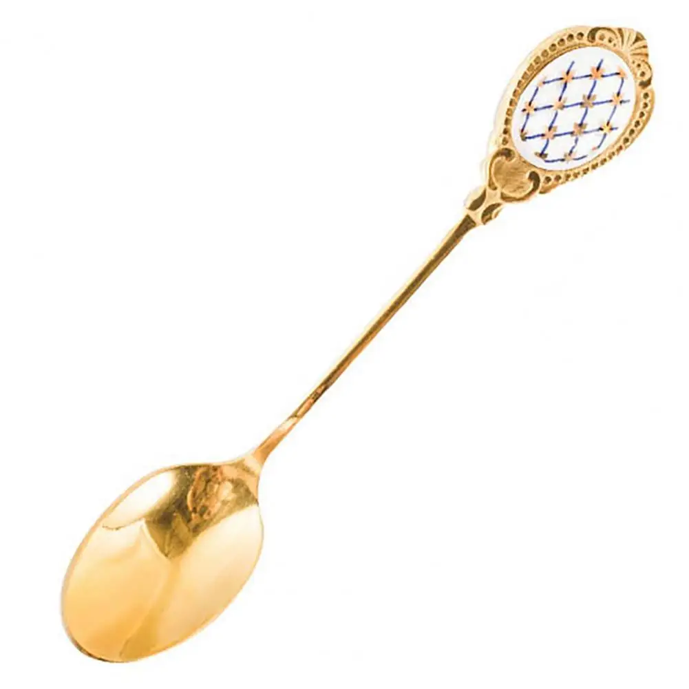 

1 Pc 13.2cm Floral Ceramic Stainless Steel Spoons Coffee Milk Dessert Tea Soup Spoon Dinnerware Teaspoons Kitchen Tools Tablewar