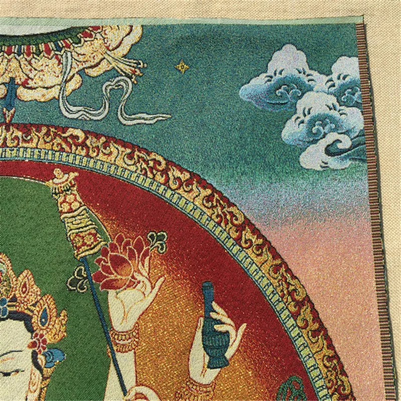 Тибетский Будда шелковой вышивкой Непала с золотыми шелковыми старый портрет в