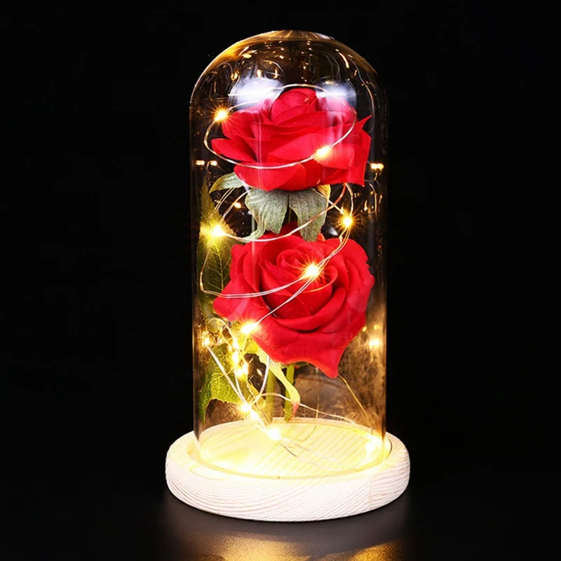 

NEW Beauty And Beast Eternal Flower Rose In Flask Wedding Decoration Artificial Flowers In Glass Cover For Valentine's Day Gifts