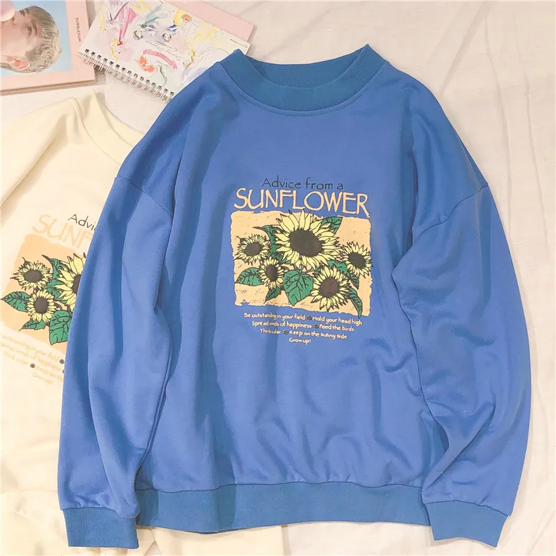 Осенняя толстовка с капюшоном и надписью Подсолнух женская модная Толстовка в