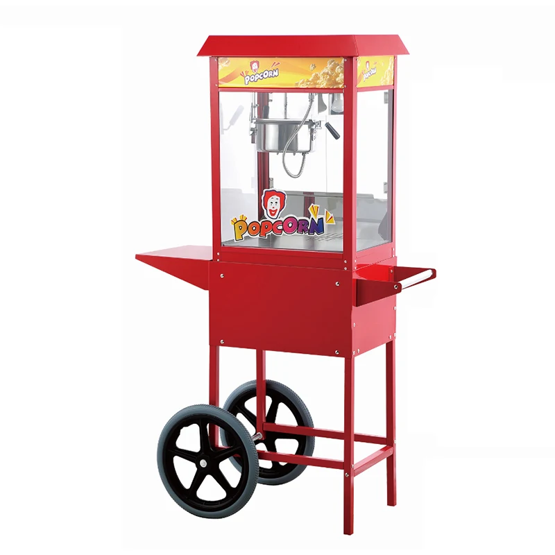 

Popcorn Machine with Cart HOP6B 220V Commercial Popcorn Machine Tempered Glass Popcorn Machine
