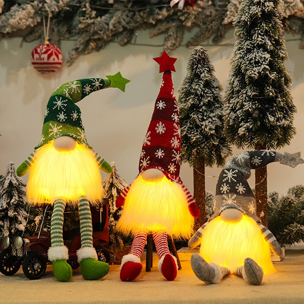 

Glowing Gnome Christmas Faceless Doll with Light Forest Old Man Tree Hanging Dwarf Goblin Pendant Xmas Home New Year Decorations