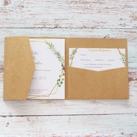 wedding invitations tri fold pocket save the day rsvp invites personalized text printing pearl craft paper multi colors