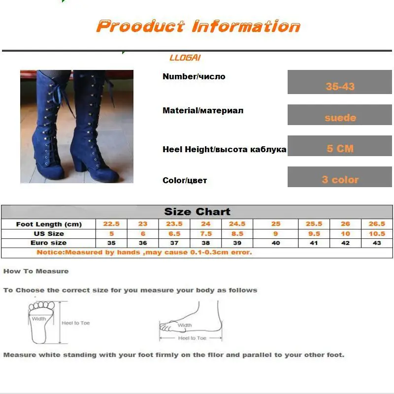 

Round Toe Suede Knee Boots Women Botas Mujer Thick Heels High Heels Women Pumps Knee-high Fashion Roman Lace-up Knight Boots New