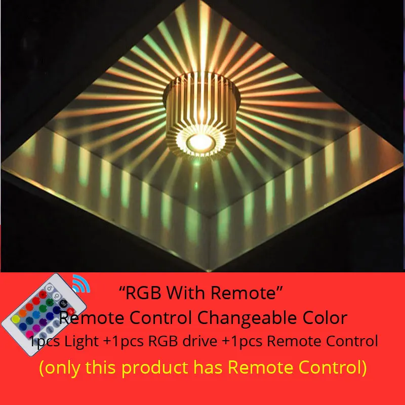 RGB With Remote Современный светодиодный потолочный светильник RGB пульт дистанционного управления 3 Вт 6 Вт 9 Вт 12 Вт Настенный светильник художественная галерея декоративная Передняя Балконная лампа светильник для крыльца коридора - Испускаемый цвет: RGB With Remote