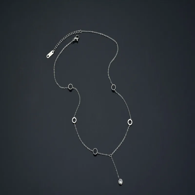 Модное кольцо из нержавеющей стали цепь ожерелья три круга простая Розочка