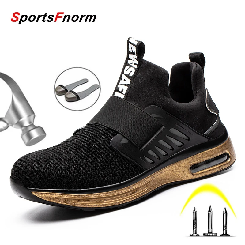 

New Air Cushion Breathable Safety Shoes Men Puncture-Proof Work Sneakers Male Indestructible Footwear Work Boots Steel Toe Shoes