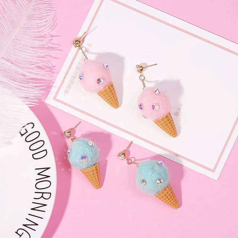 Женские Висячие серьги с помпоном корейские длинные из шерсти и мороженого