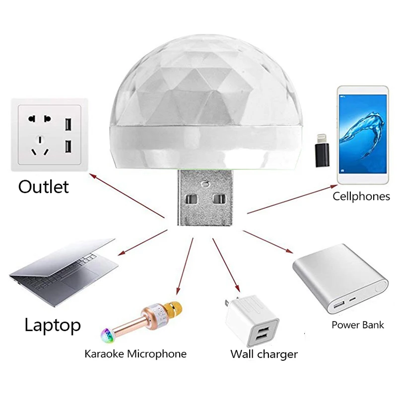 

Mini USB Colorful Atmosphere Light Car USB Party Light DJ LED RGB Interior Lamp Club Disco Magic Stage Effect Portable Lights