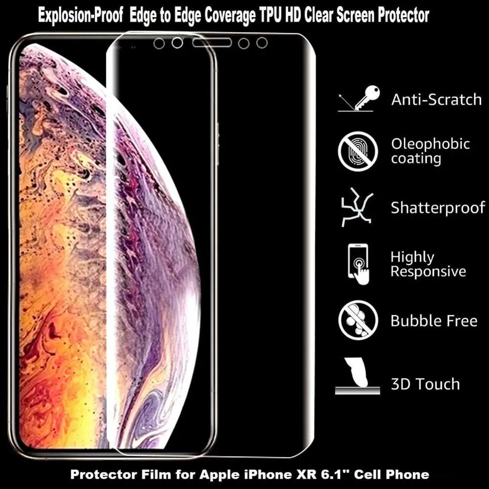 10PCS iPhone 11 Pro Max Hydrogel Film Screen Protector - Full Glue Cover Sticker Film for iPhone X XR XS Max
