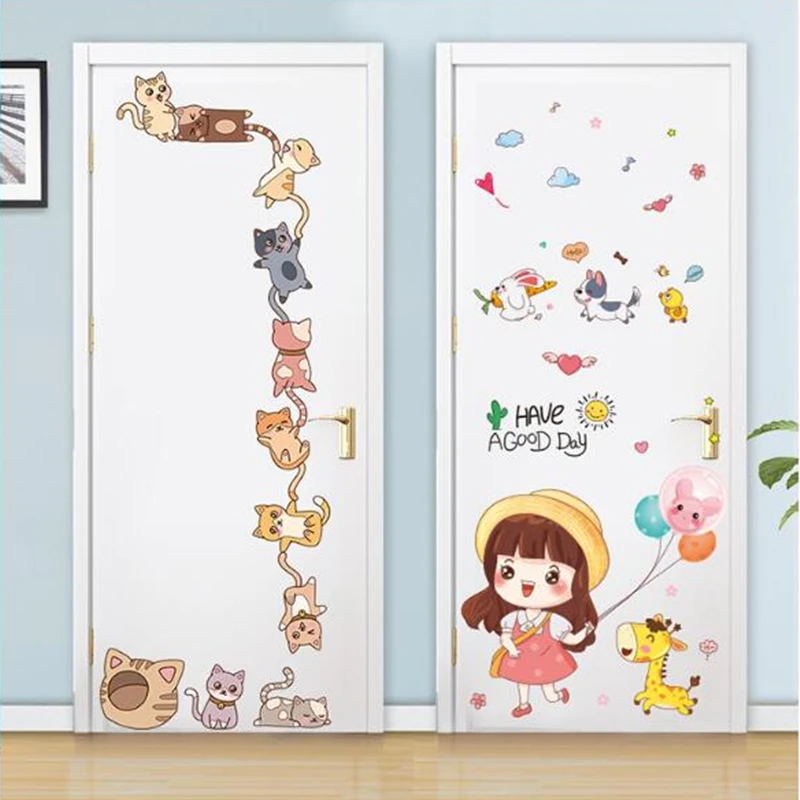 

[shijuekongjian] Cats Animals Wall Sticker DIY Cartoon Girl Wall Decals for Kids Room Baby Bedroom Nursery Home Decoration