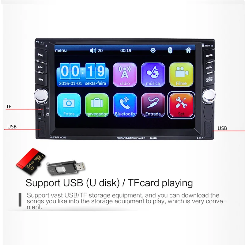 TOSPRA Универсальный 2 HD Автомобильный мультимедийный плеер Andriod gps Навигация стерео