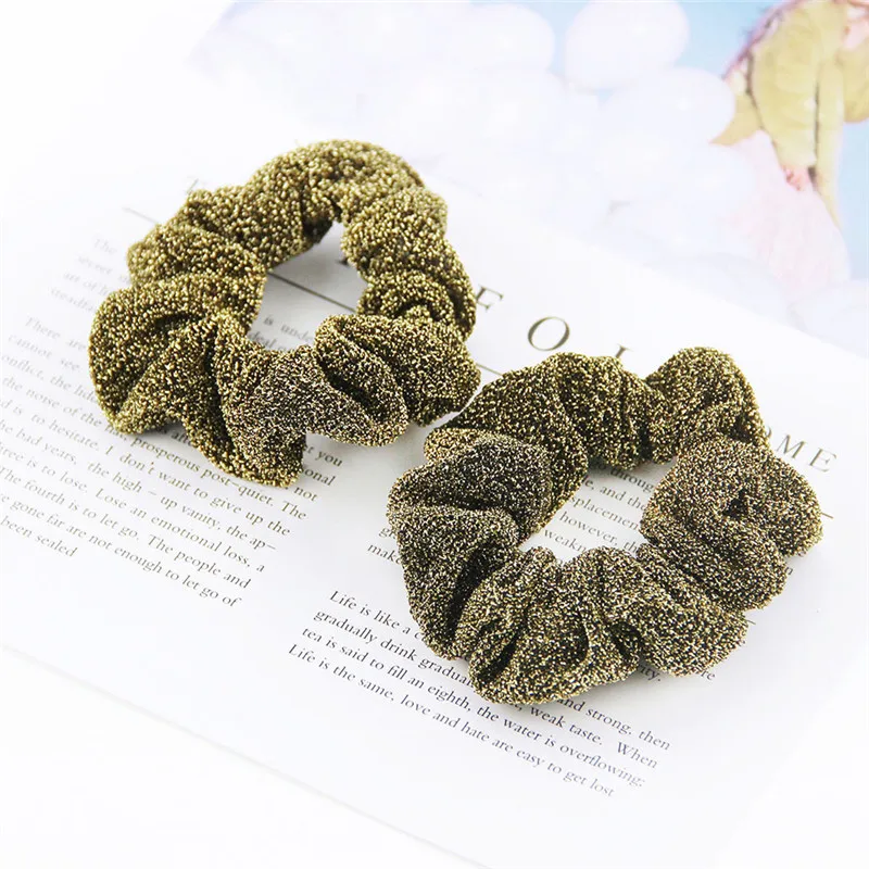 

1PCS Shining Lady Hair Scrunchies Ring Elastic Hair Bands Pure Color Bobble Sports Dance Velvet Soft Leopard Scrunchies Hairband