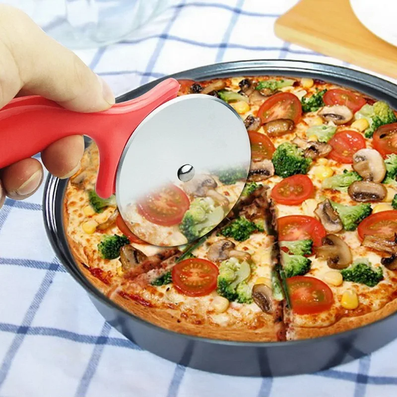 Пицца ролик режущая головка Нержавеющая сталь пиццы вафельный роликовый нож с Non