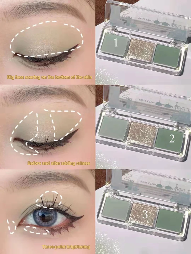 Палитра матовых блестящих теней для век 3 цвета алмазные мерцающие тени Праймер