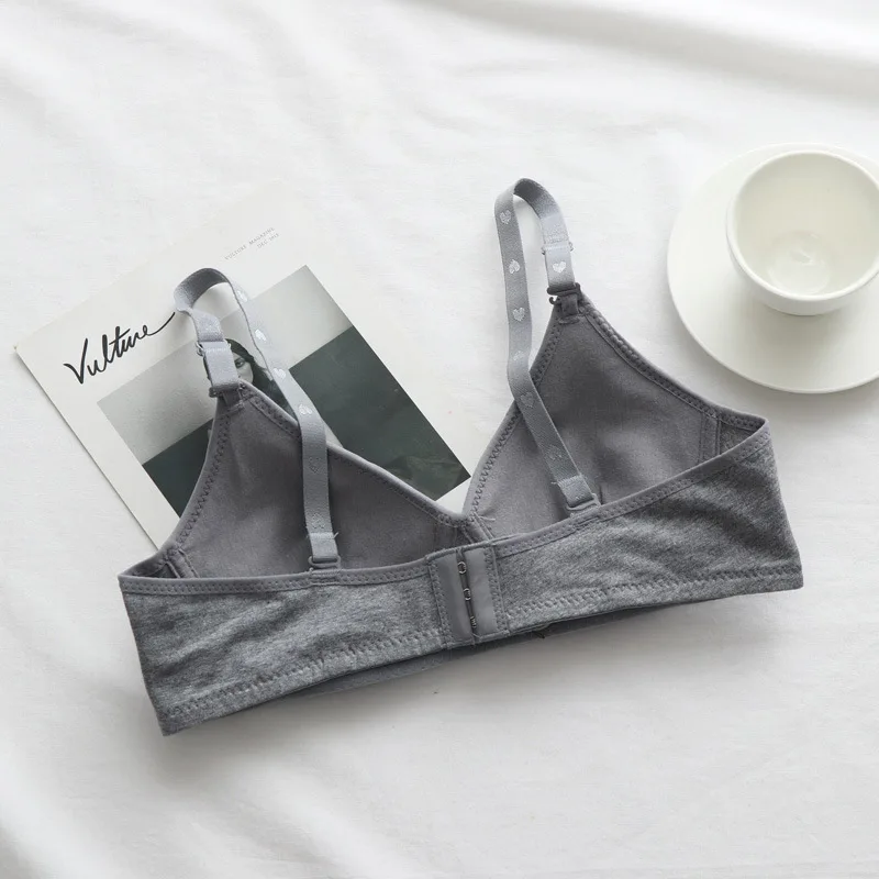 

Girl'S Non-Steel Ring Push Up Women's Japanese-Style White University Bra Underwear High School Students Padded Small Bust Solid