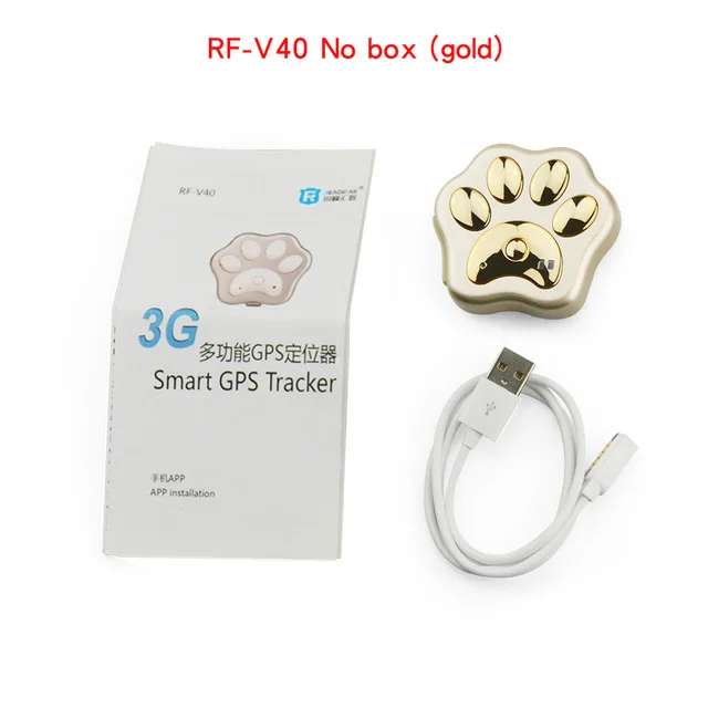 No box(gold) RF-V40, 3g, gps трекер для питомцев, собак, кошек, устройство против потери, Мини, водонепроницаемый, для домашних животных, Wifi, локатор, расширенный, герметичный, водонепроницаемый, пылезащитный - Цвет: No box(gold)