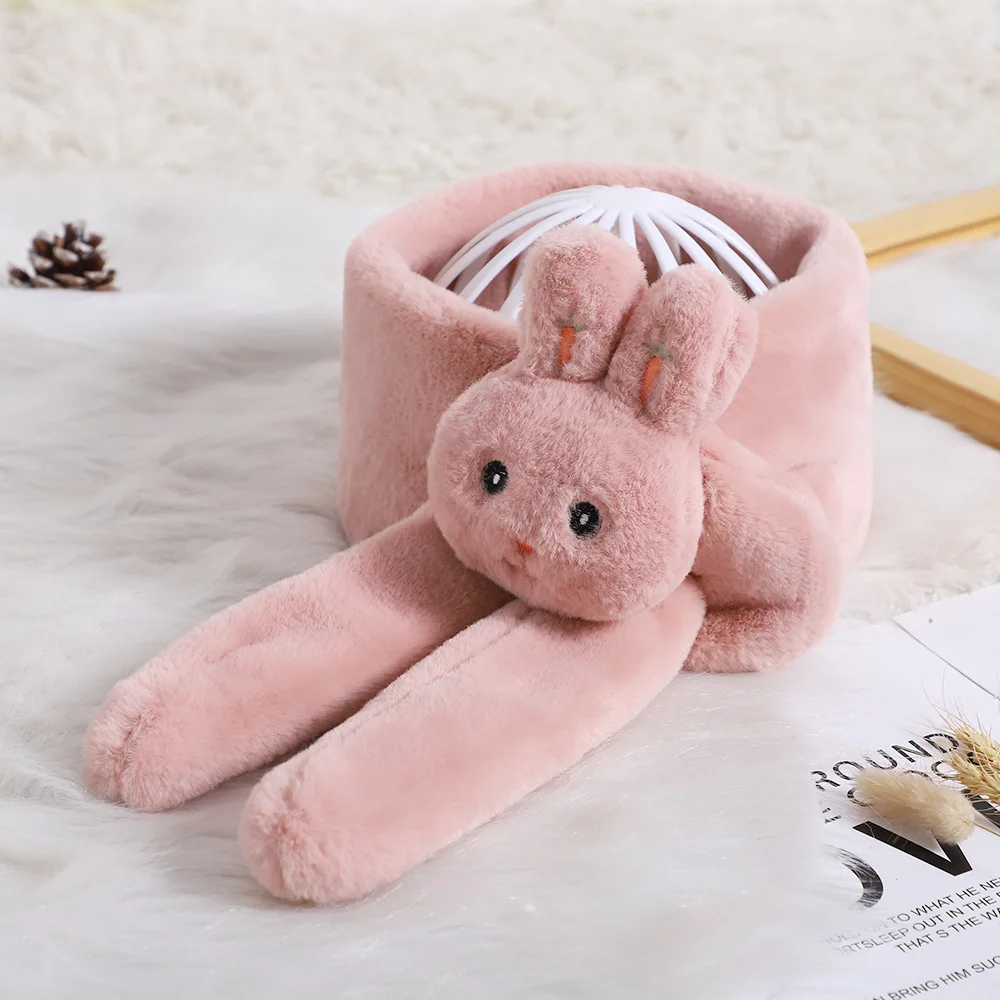 Pink 1 Модный мультяшный Детский шарф для девочек Зимний теплый искусственный шарф "Кролик" для мальчиков и осень-зима шарф для малышей; круглые осень-зима шарф - Цвет: Pink 1